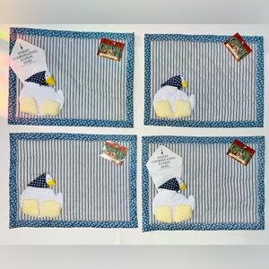Country Goose Placemats Set 4 Cottage Vintage 80s-90s Kitchen Quilted NWT